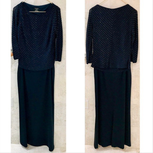 CARMEN MARC VALVO 2-Pc Evening Skirt Set Navy - Picture 2 of 5